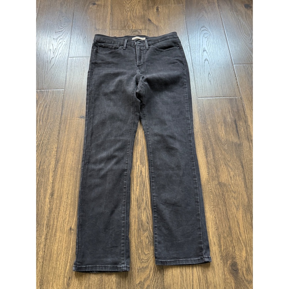 Levis 314 Shaping Straight Jeans Washed Black Stretch Denim Size 30